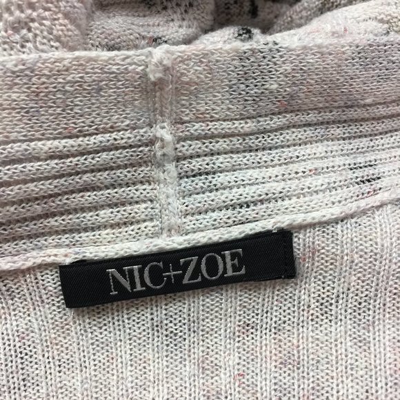 Nic + Zoe Long Cardigan Sweater 1X/2X Women Plus Gray Animal Print Linen Blend - Picture 4 of 14